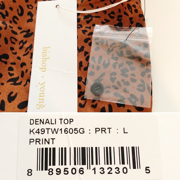 BISHOP + YOUNG Denali Leopard Print Long Sleeve Blouse Size Large - Picture 14 of 16